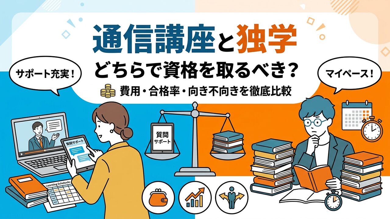 通信講座と独学どちらで資格を取るべき？費用・合格率・向き不向きを比較