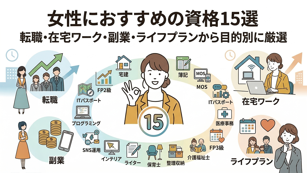 女性におすすめの資格15選を転職やリモートワークなど目的別に解説